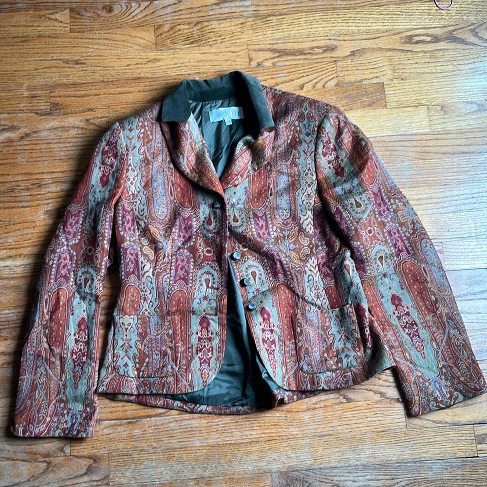 Worth Women’s 100% wool made in USA Paisley pattern BLAZER jacket